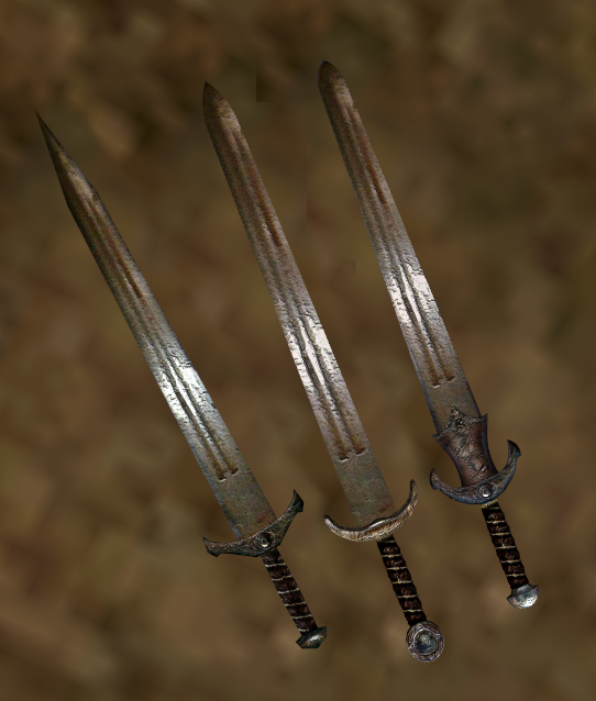 From left to right: quorn's Steel Broadsword Fix, Pherim's Shortsword-Based, Pherim's Longsword-Based.